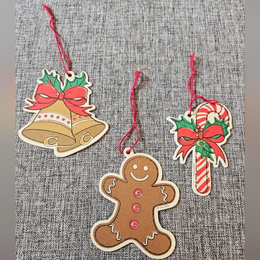 Coach Bell Candy Cane Gingerbread Man Holiday Gift Tag Ornament